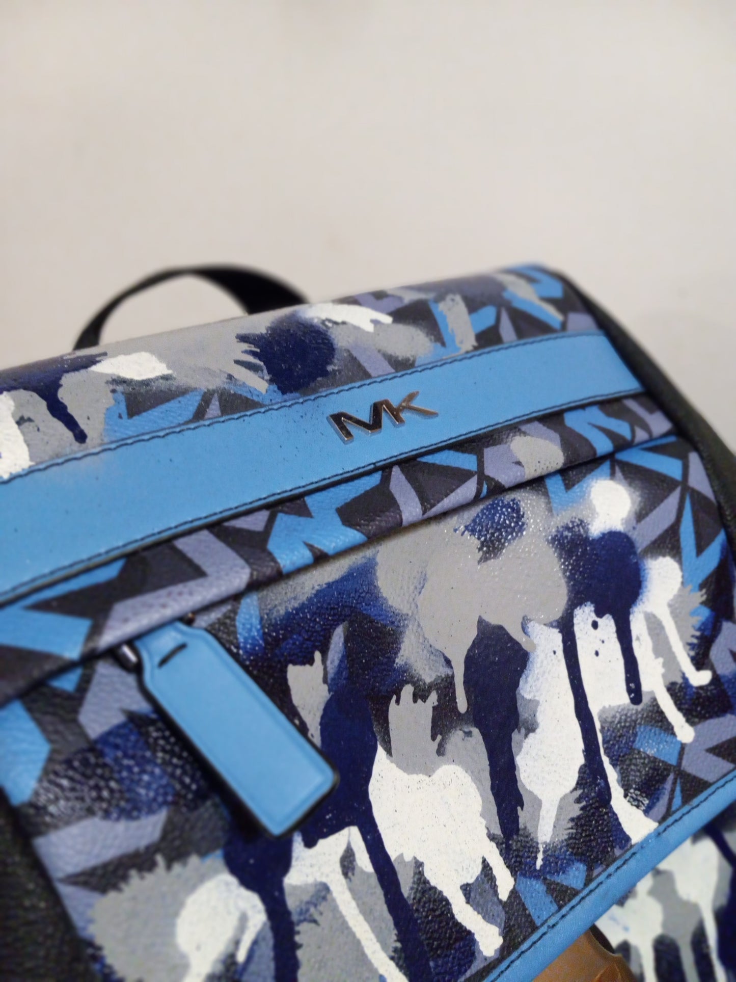 NEW Michael Kors Mens Utility Backpack Rucksack Limited Edition Graffiti Drip Blue