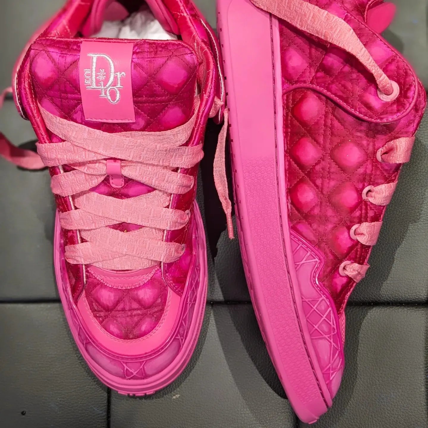 Rare Dior B9 Bright Pink Cannage Quilted Pro. Custom Size 9 US WOMENS or Size 7.5 MEN US