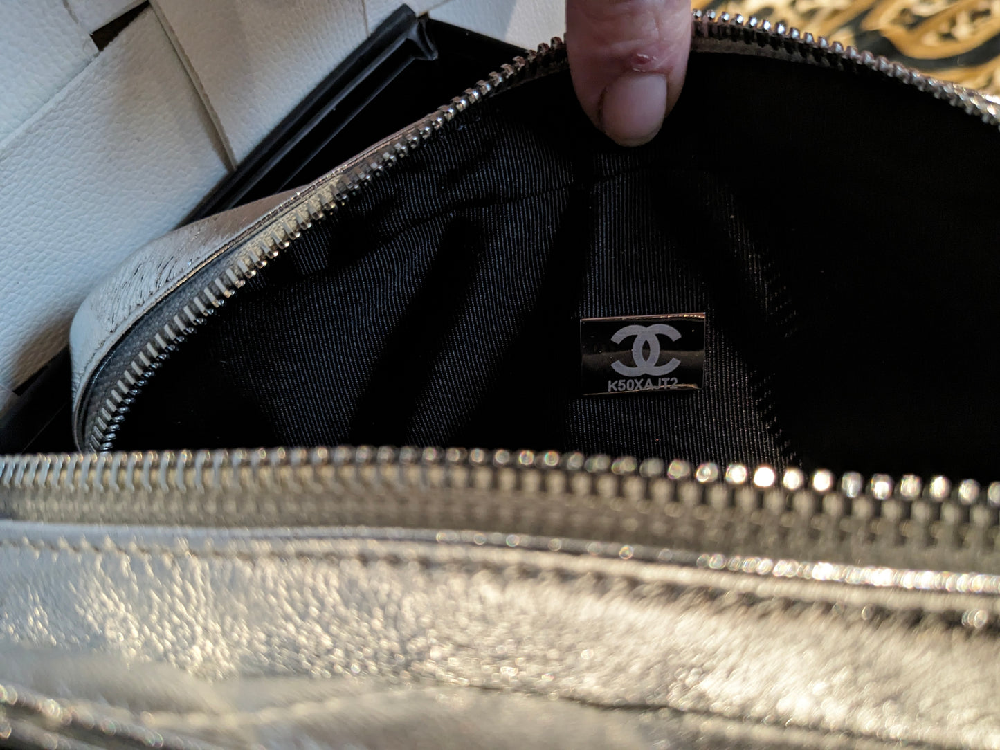 Preloved Chanel Metallic Silver Women's Backpack- Rare